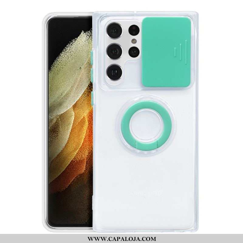 Capa Para Samsung Galaxy S22 Ultra 5G Suporte De Anel E Protetores De Lente