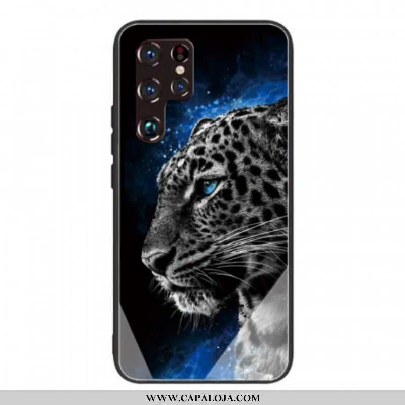 Capa Para Samsung Galaxy S22 Ultra 5G Vidro Temperado De Rosto Felino