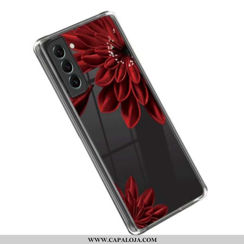 Capa Para Samsung Galaxy S23 5G Flor Vermelha Sem Costura