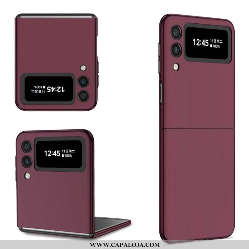 Capa Para Samsung Galaxy Z Flip 3 5G De Couro Clássico Ultra Fino