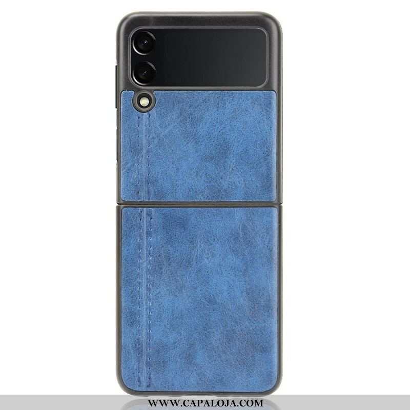 Capa Para Samsung Galaxy Z Flip 3 5G De Couro Costura De Couro Falso