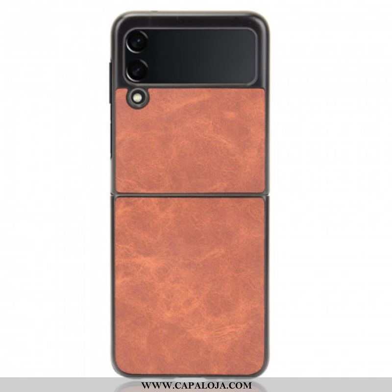 Capa Para Samsung Galaxy Z Flip 3 5G De Couro Efeito Couro
