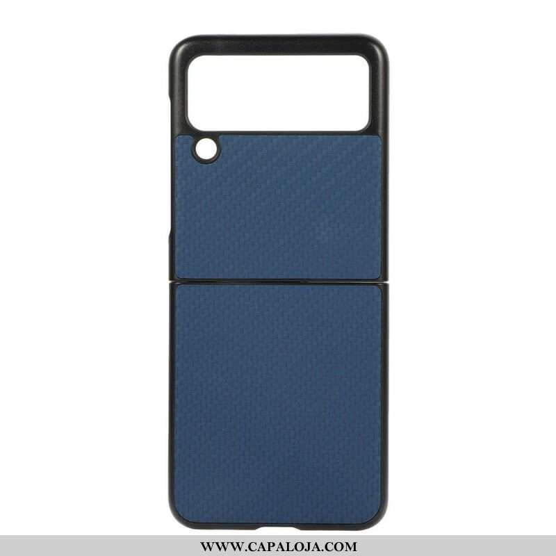 Capa Para Samsung Galaxy Z Flip 3 5G De Couro Fibra De Carbono