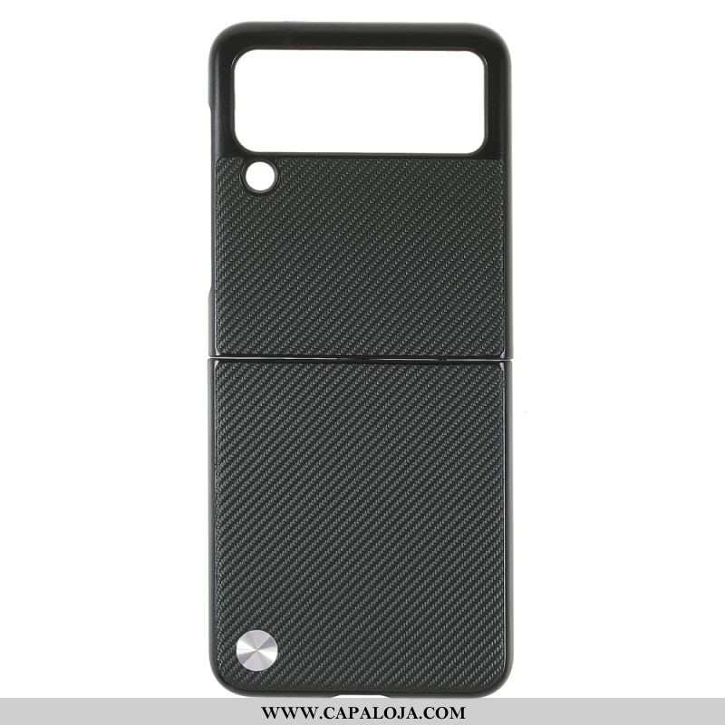 Capa Para Samsung Galaxy Z Flip 3 5G De Couro Fibra De Carbono X-level