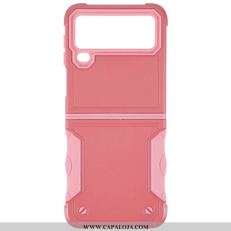 Capa Para Samsung Galaxy Z Flip 4 De Couro Botão Híbrido