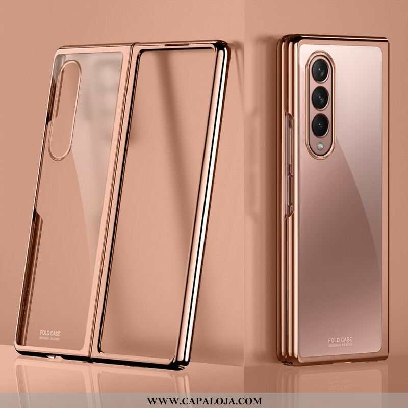 Capa Para Samsung Galaxy Z Fold 3 5G Bordas Metálicas Transparentes