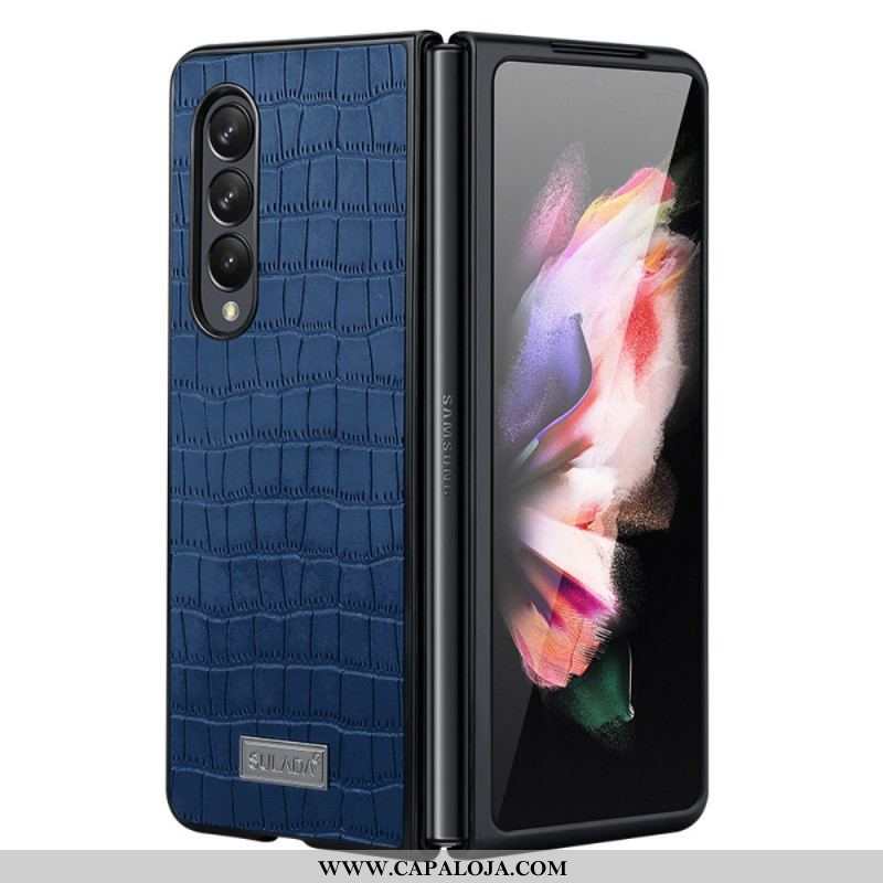Capa Para Samsung Galaxy Z Fold 3 5G Estilo Crocodilo Couro Sulada