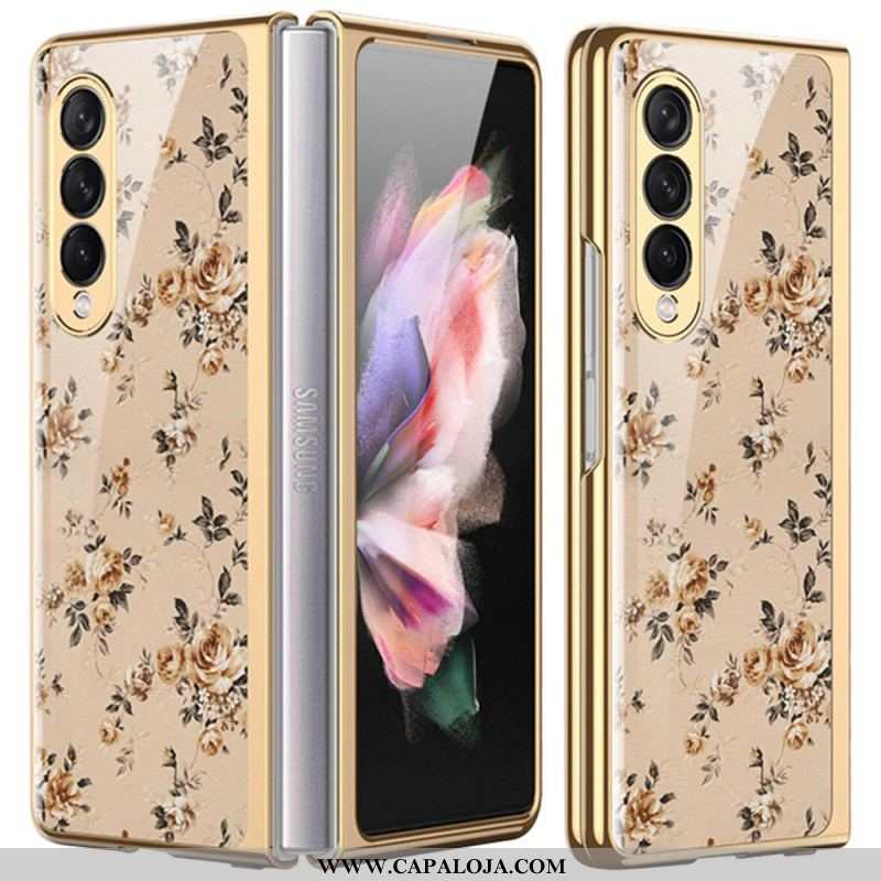 Capa Para Samsung Galaxy Z Fold 3 5G Vidro Temperado Floral
