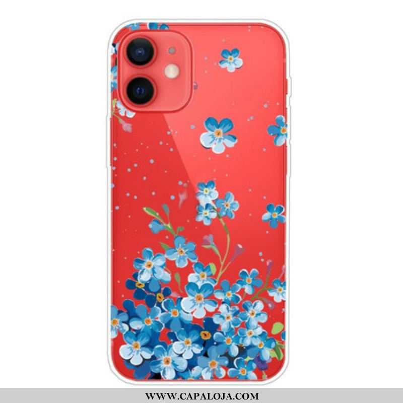 Capa Para iPhone 13 Mini Buquê De Flores Azuis