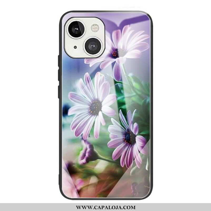 Capa Para iPhone 13 Mini Flores Realistas De Vidro Temperado