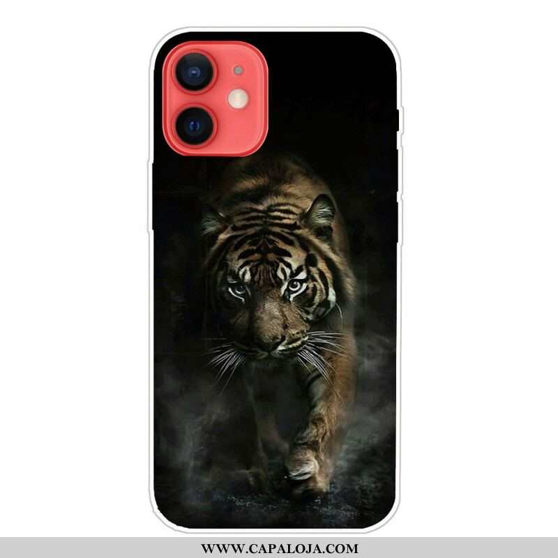 Capa Para iPhone 13 Mini Tigre Flexível