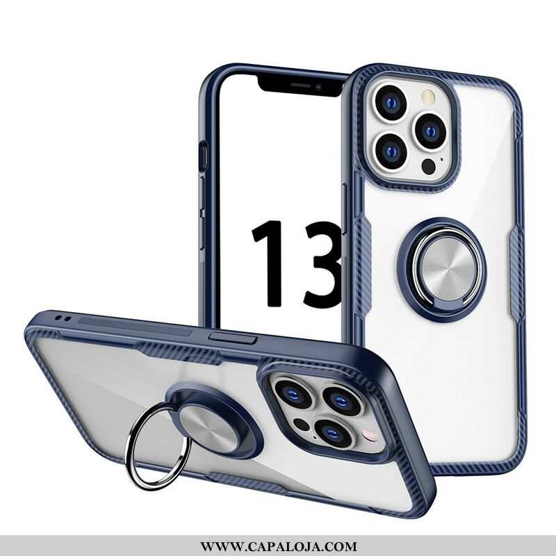 Capa Para iPhone 13 Pro Anel De Metal De Fibra De Carbono