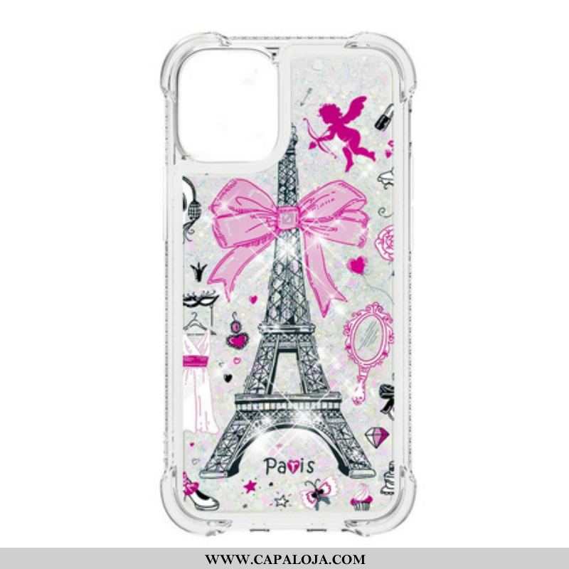 Capa Para iPhone 13 Pro As Lantejoulas Da Torre Eiffel