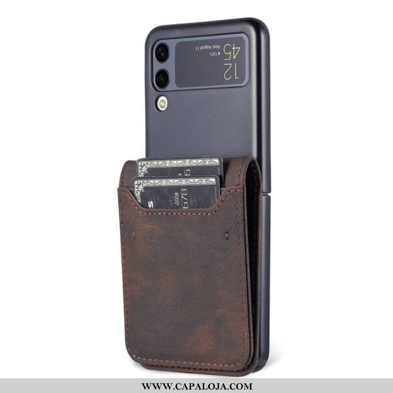 Capa Proteção Para Samsung Galaxy Z Flip 3 5G De Couro Titular De Cartão De Efeito De Couro E Alça A